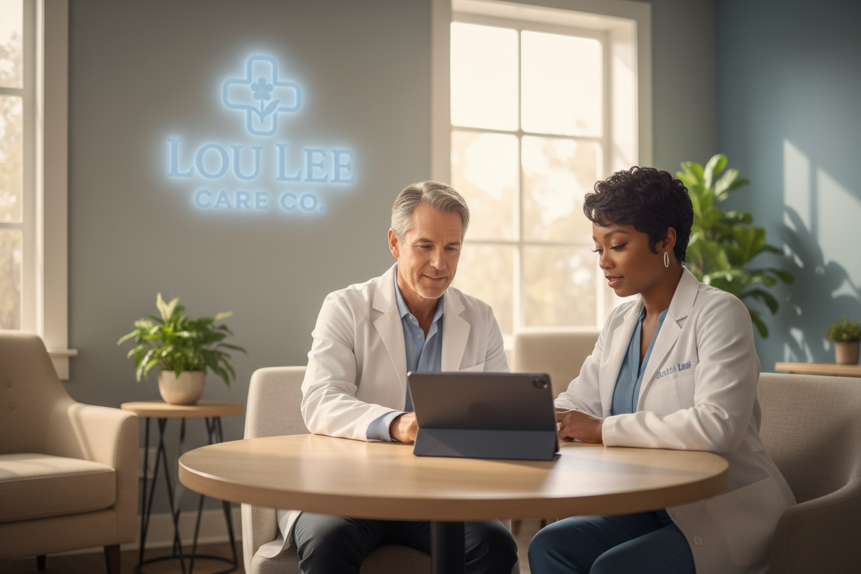 Consulting with patient